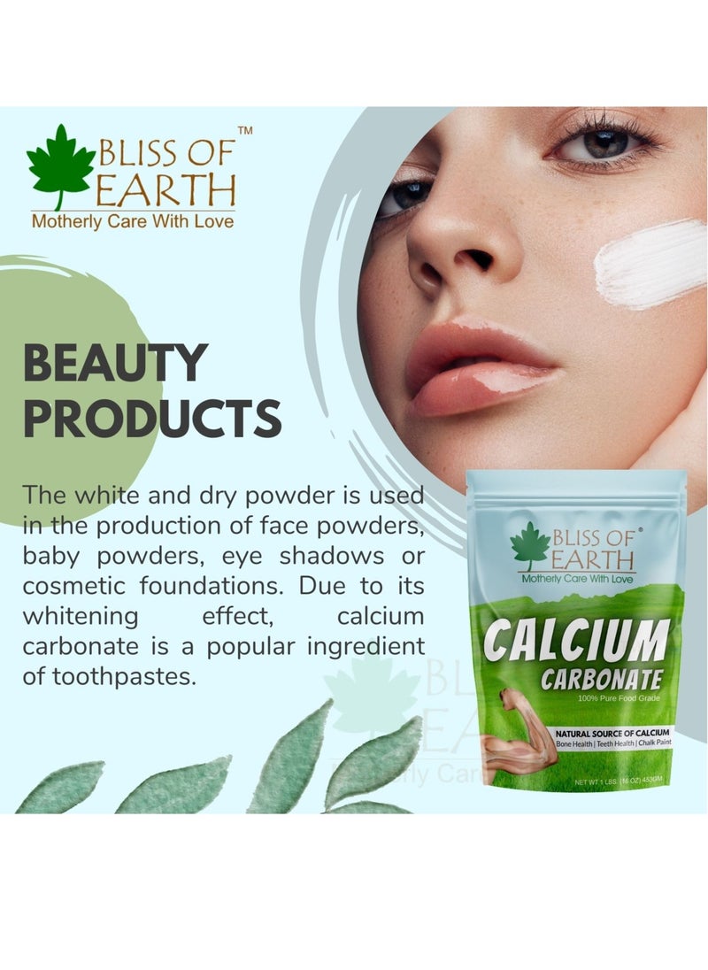 Bliss of Earth 32 oz Calcium Carbonate Powder Food Grade For Strong Bones & Teeth Natural Antacid 907GM