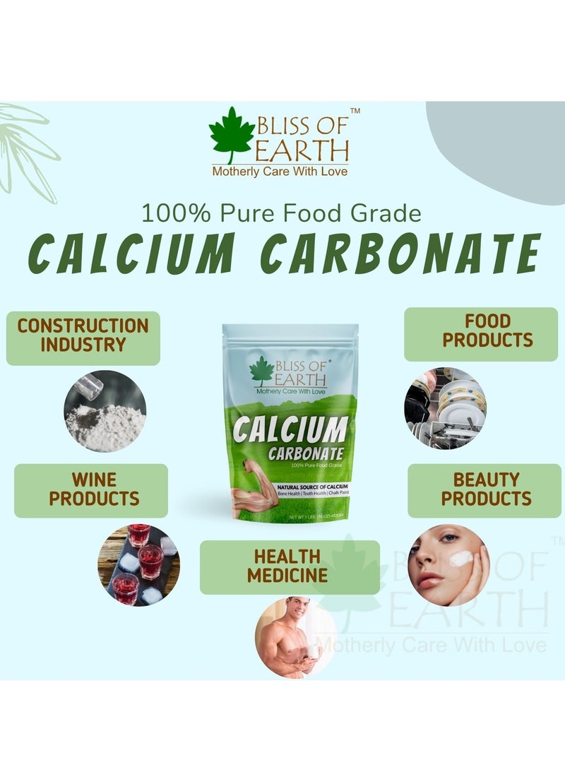 Bliss of Earth 32 oz Calcium Carbonate Powder Food Grade For Strong Bones & Teeth Natural Antacid 907GM