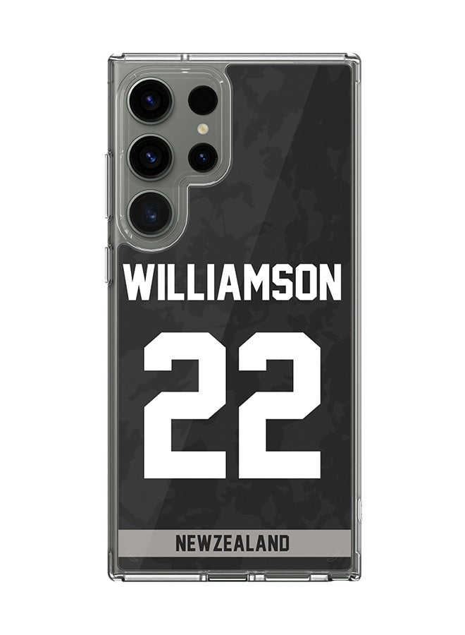 Stylizedd Classic Clear Case for Samsung Galaxy S25 Ultra , Hybrid Soft  Thin Transparent Cover - Team New zealand Kane Williamson, Jersey No 22 - Image 1