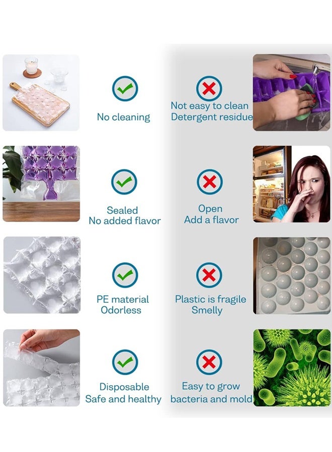 100 Bags Disposable Ice Cube Bags,Stackable Easy Release Ice Cube Mold Trays,Self-Seal Freezing Maker,Transparent with 1 funnels - Image 3