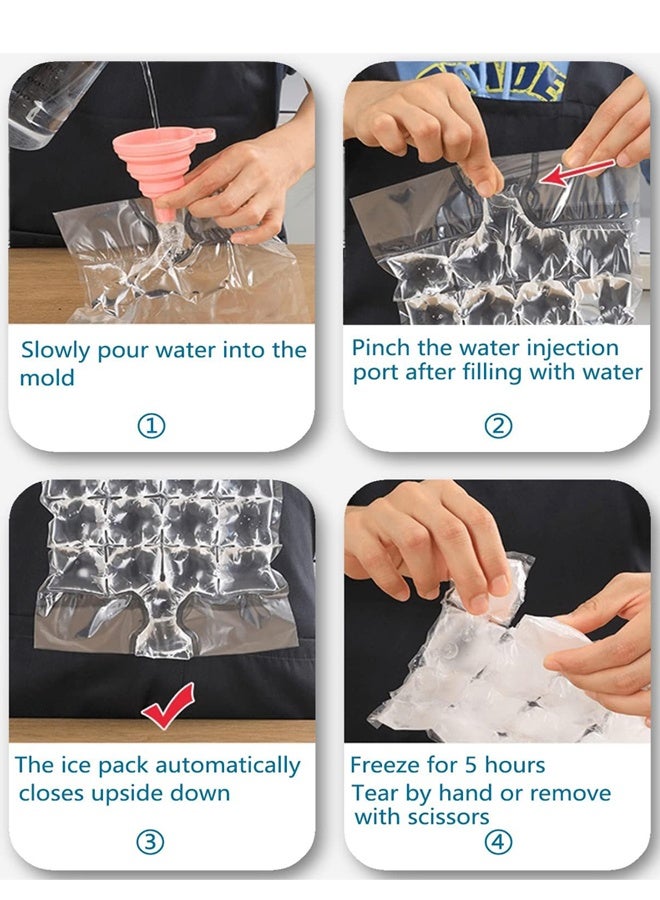 100 Bags Disposable Ice Cube Bags,Stackable Easy Release Ice Cube Mold Trays,Self-Seal Freezing Maker,Transparent with 1 funnels - Image 4