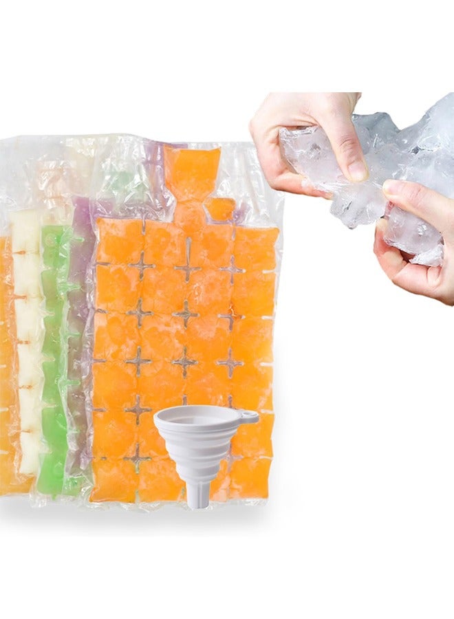 100 Bags Disposable Ice Cube Bags,Stackable Easy Release Ice Cube Mold Trays,Self-Seal Freezing Maker,Transparent with 1 funnels - Image 1