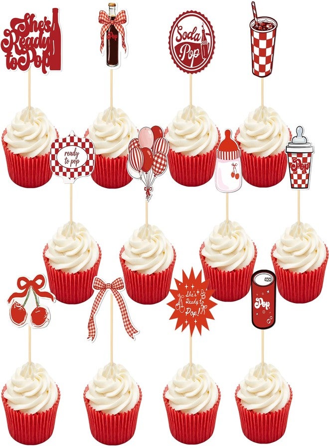 Novabright 48 Pcs She's Ready to Pop Cupcake Toppers Baby Shower Decorations She's About to Pop Party Decorations for Baby Shower Banquet Gender Reveal Newborn Party Supplies - Image 1