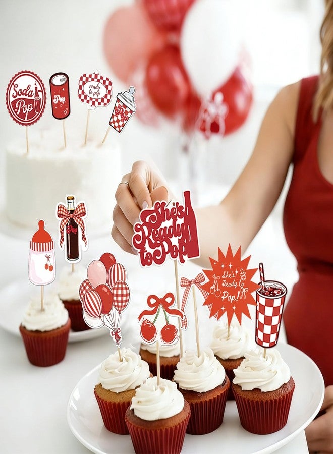 Novabright 48 Pcs She's Ready to Pop Cupcake Toppers Baby Shower Decorations She's About to Pop Party Decorations for Baby Shower Banquet Gender Reveal Newborn Party Supplies - Image 4