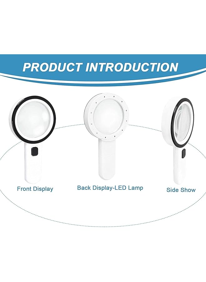 erorex Magnifying Glass With 12 Led Lights 30X Double Glass Lens Handheld Illuminated Magnifier Reading Magnifying Glass With For Seniors Read Coins Stamps Map Inspection Macular Degeneration - Image 2