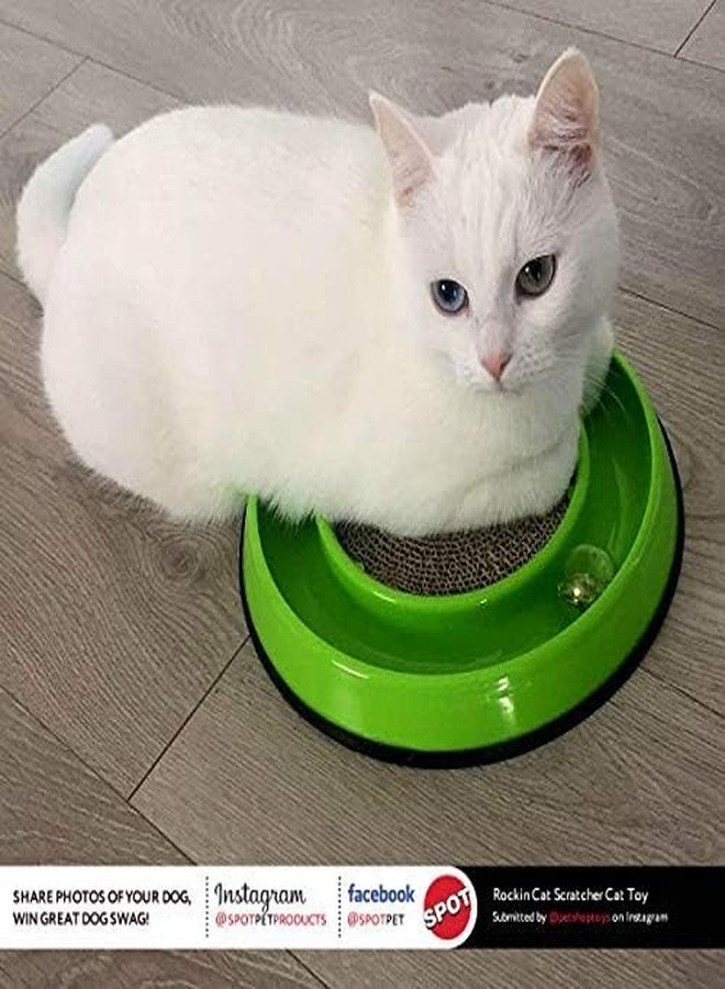 سبوت لعبة خدش القطط "سبوت روكين" - كرة مضيئة تفاعلية للقطط، وسادة خدش من الورق المقوى المموج مقاس 5 بوصات مع كيس من النعناع البري للعناية بمخالب القطط واللعب، قاعدة مطاطية مانعة للانزلاق، 10 بوصات، قطعة واحدة - Image 4