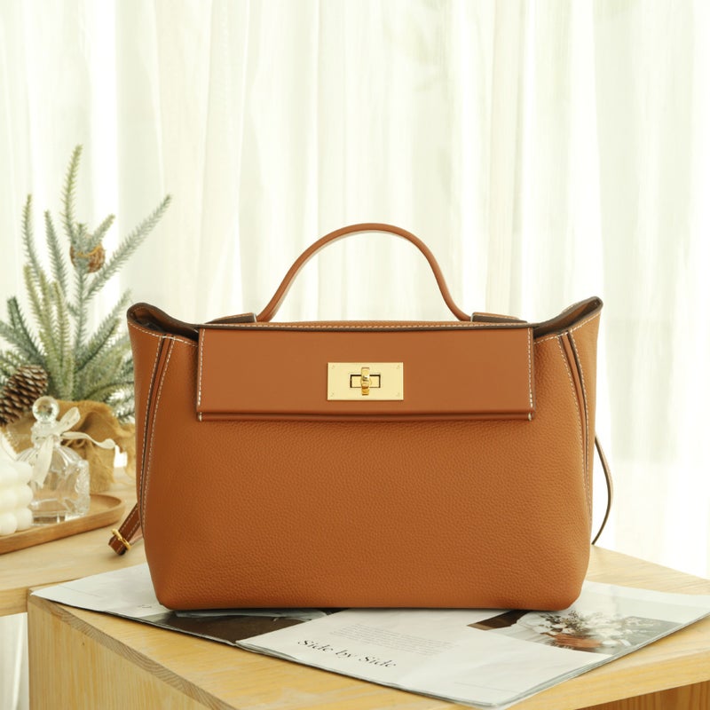 Women'S Kelly Bag Large Size 2424 First Layer Cowhide Dumpling Bag Wing Bag Handbag Shoulder Crossbody Backpack Hand-Held - Image 2