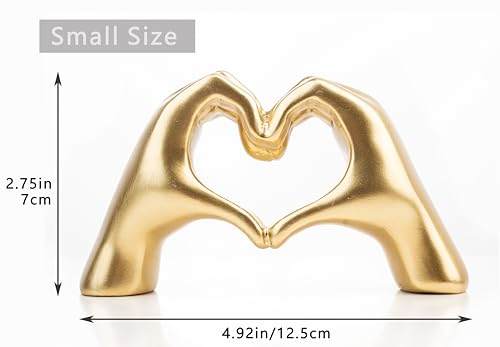 Lynagert Small Heart Hands Sculpture Decor for Living Room Bedroom Bookshelf Coffe Table and Office Display, Love Finger Statue Modern Aesthetic Home Decor, Unique Gift for Wedding Christmas Birthday (Gold) - Image 4