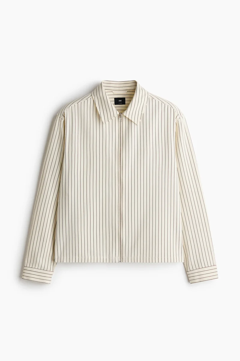 Embroidered-motif zipped overshirt