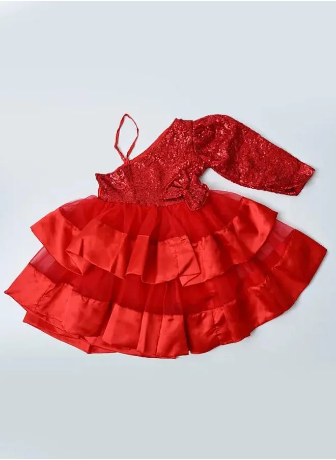 بيلا مودا Red Ruffled Dress
