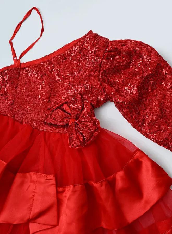 BELLA MODA Red Ruffled Dress - Image 4