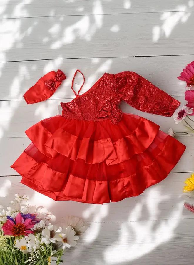 BELLA MODA Red Ruffled Dress - Image 1