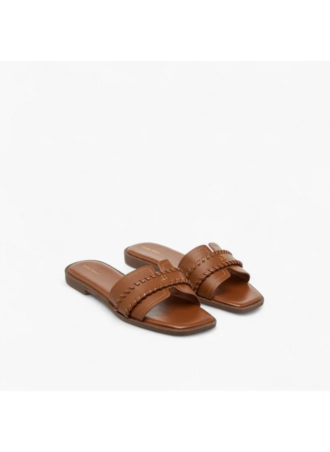 Flora Bella By Shoexpress Women Braid Detail Slip-On Flat Sandals