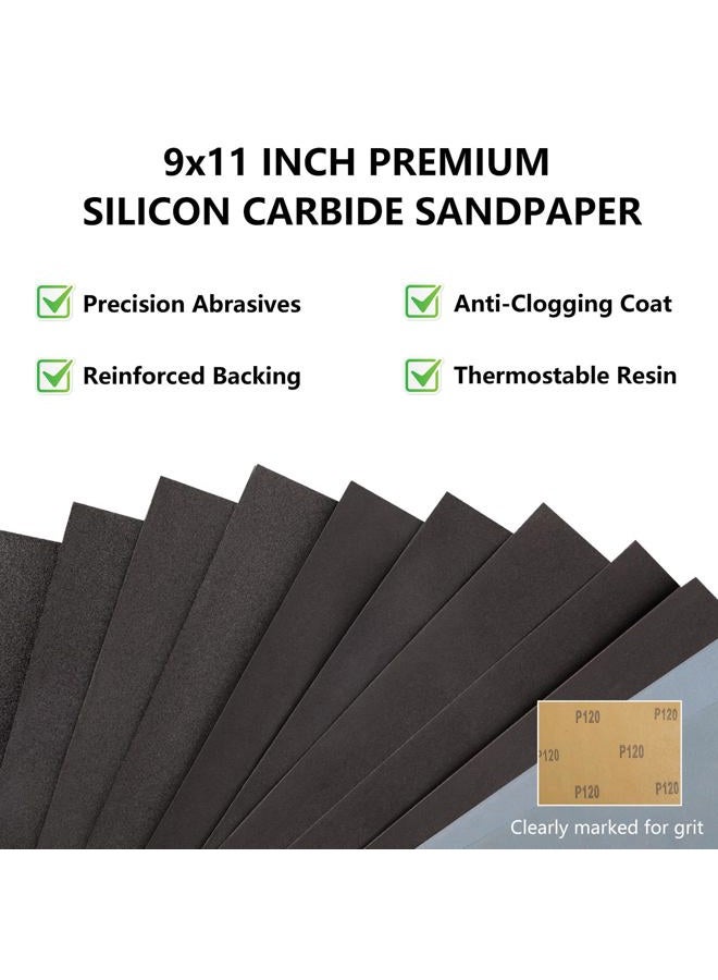 Shineboc 320 Grit Sandpaper, 9 x 11 Inch Wet Dry Sand Paper Hand Abrasive Sanding Sheets for Wood Metal Automotive Sanding and Polishing - 10 Sheets - Image 3