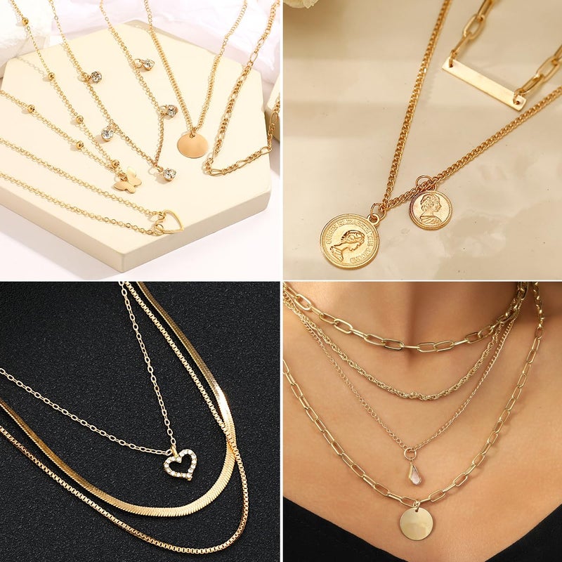 IFNODO 98pcs Gold Jewelry Set for Women Trendy Costume Jewelry Gold Plated Necklace Bracelet Gold Earrings And Rings Set for Women Friendship Gift Set - Image 5