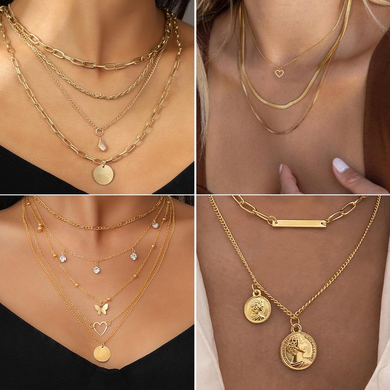 IFNODO 98pcs Gold Jewelry Set for Women Trendy Costume Jewelry Gold Plated Necklace Bracelet Gold Earrings And Rings Set for Women Friendship Gift Set - Image 4