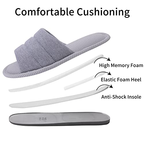 shevalues Summer House Slippers for Women Men Breathable Waffle Indoor Slippers Slip-on Open Toe Home Shoes, Grey 7.5-8.5 Women Men/6-7men - Image 4