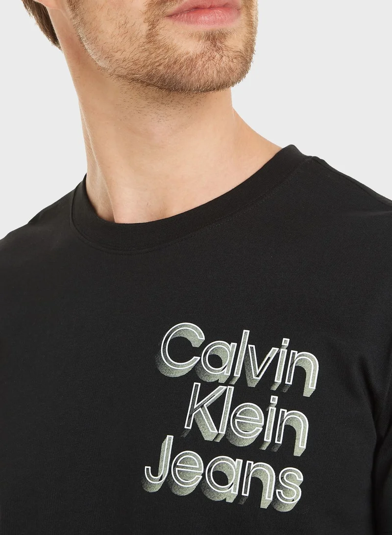 Calvin Klein Jeans Stacked Euphoric Crew Neck T-Shirt