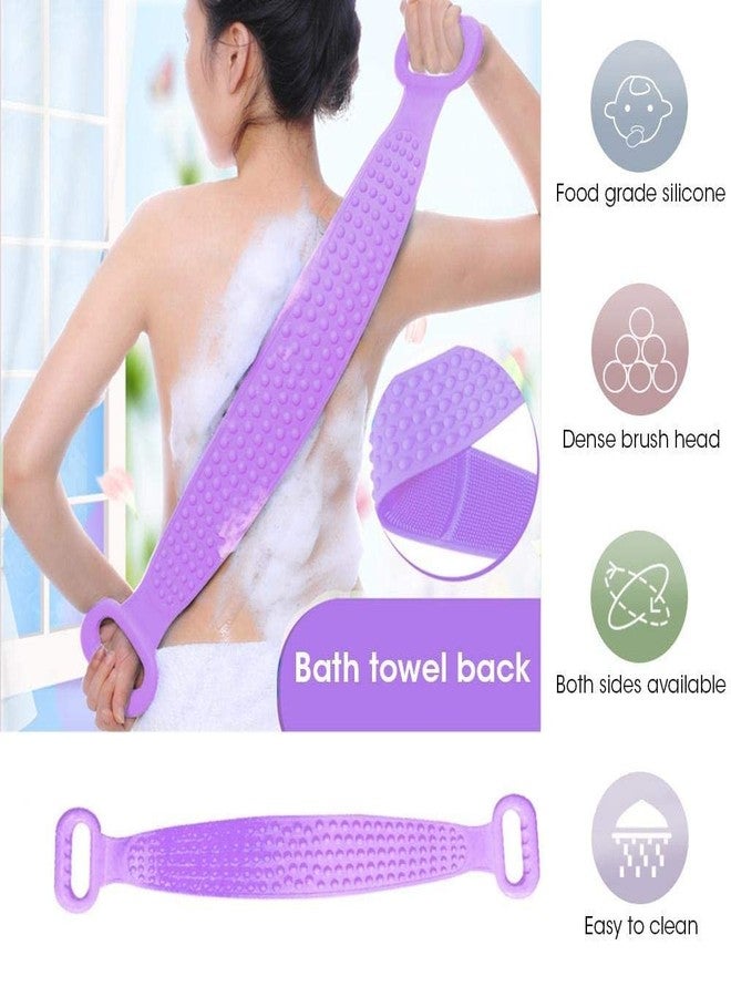 EBOFAB Bath Brush Silicone Body Back Scrubber Body Loofah Belt, Skin Deep Cleaning Massage Dead Skin Removal Bath Sponge, Exfoliating Belt Lathers Well (Multicolor) (Body - Image 3