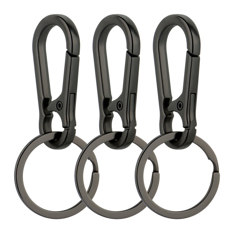 Wikavanli Metal Keychains Keyring Key Chain Ring Clip Holder Organizer for Home Car Keys Key Finder Women Men (3, Black) - Image 1