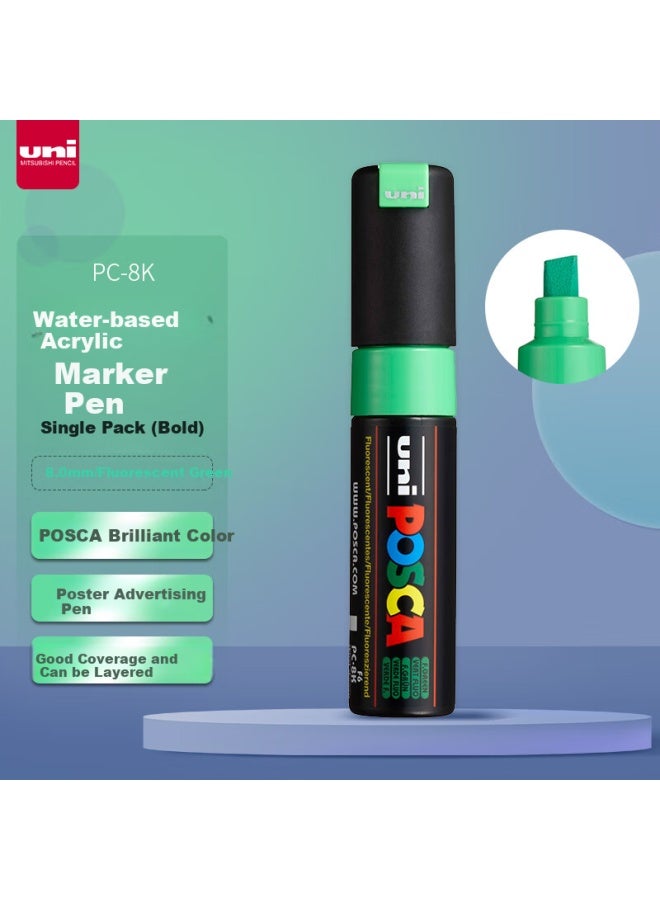 Uni Mitsubishi (Uni) Posca Series Marker Pen (Bold) Colorful Poster Advertising Marker Pen Office Drawing Hand-Painted Graffiti Pen Pc-8K Fluorescent Green Single Pack - Image 1