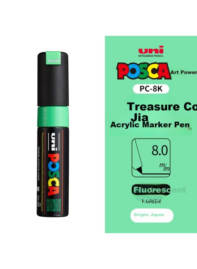 Uni Mitsubishi (Uni) Posca Series Marker Pen (Bold) Colorful Poster Advertising Marker Pen Office Drawing Hand-Painted Graffiti Pen Pc-8K Fluorescent Green Single Pack - Image 2