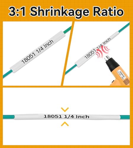 AONOMI Rhino 4200 Label Maker Heat Shrink Tube Aonomi 18051 a18051 Replace for DYMO 18051 1/4" 6mm Heat Shrink Labels Compatible with DYMO Industrial Label Maker 4200, 5200, 5000, 6000, Black on White,4-Pack - Image 4