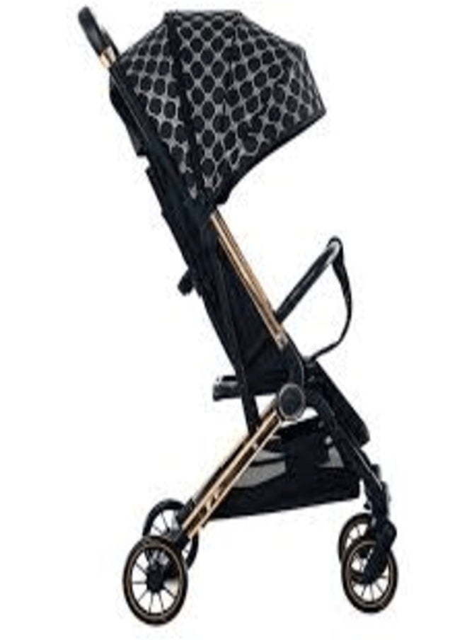burbay Lightweight 3-in-1 Foldable Baby Stroller – Black with Gold Accents, Suitable from Birth to 4 Years, Equipped with Canopy, Padded Handle, and Smooth Swivel Wheels 🎈  - Image 4