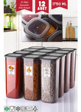 Nandy Home 12 قطعة 1750 مل حاويات تخزين اقتصادية غير قابلة للكسر أنثراسايت مع ملصق  - Image 1