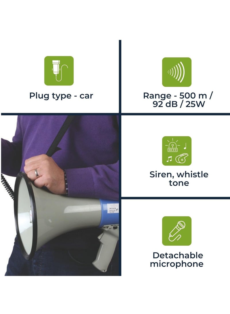 Power Megaphone 25W – Loud Bullhorn with Siren & Adjustable Volume - Image 3