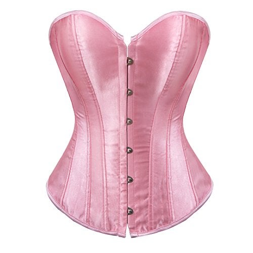 Kranchungel Corset Tops for Women: Plus Size Renaissance Corset - Lace up Bustier Overbust Halloween Costumes for Renaissance Festival Photo Shoots Small Pink - Image 1