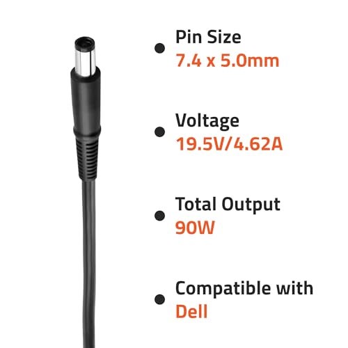 Artis AR0902 90 Watt Laptop Charger/Adapter with Power Cord Compatible with Dell Laptops (19.5V/4.62A, Pin: 7.4 x 5.0 mm) - Image 2