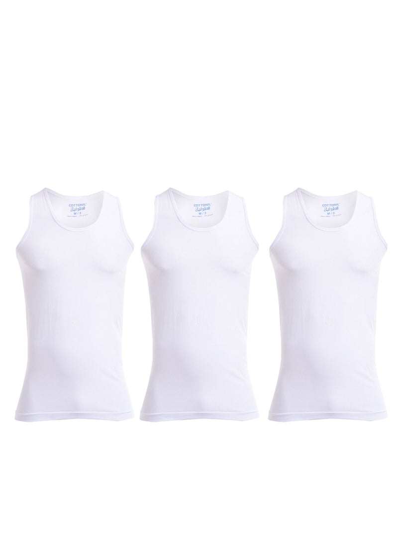 COTTONIL - Bundle Of Three Breathable Cotton Undershirts - White - Image 1