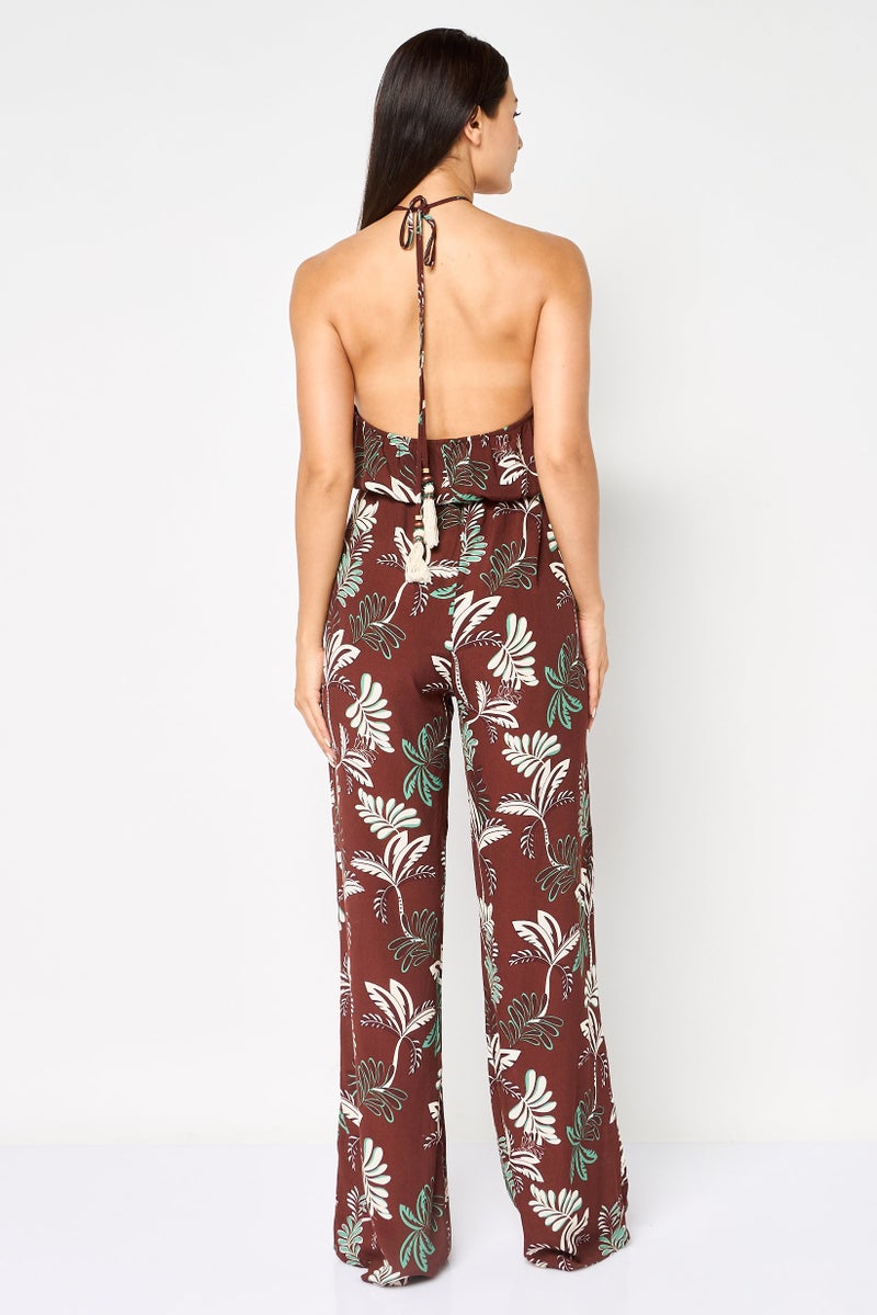 KOTON Women Sleeveless Floral Print Jumpsuit, Multicolor - Image 2