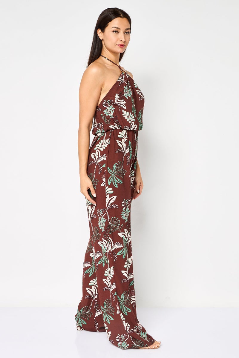 KOTON Women Sleeveless Floral Print Jumpsuit, Multicolor - Image 3