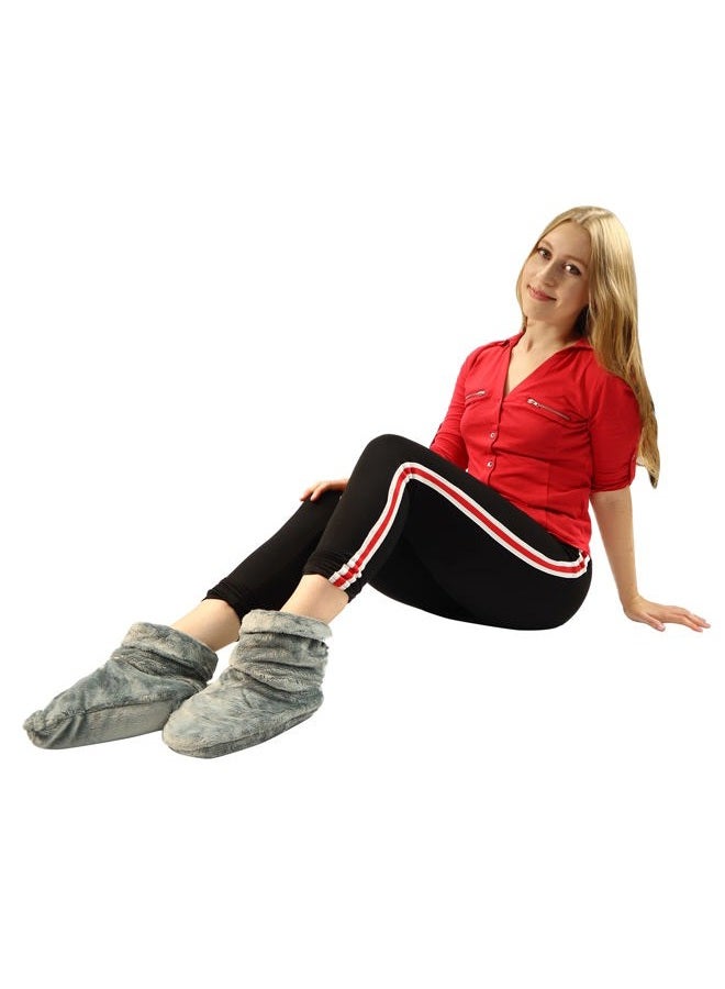 Mars Wellness Heated Microwavable Foot Booties - Microwavable Slippers - Herbal Hot/Cold Deep Penetrating Herbal Aromatherapy Wrap Warmer (Charcoal) - Image 2
