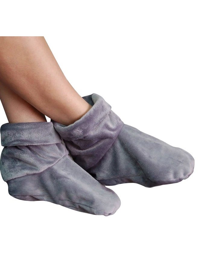 Mars Wellness Heated Microwavable Foot Booties - Microwavable Slippers - Herbal Hot/Cold Deep Penetrating Herbal Aromatherapy Wrap Warmer (Charcoal) - Image 1