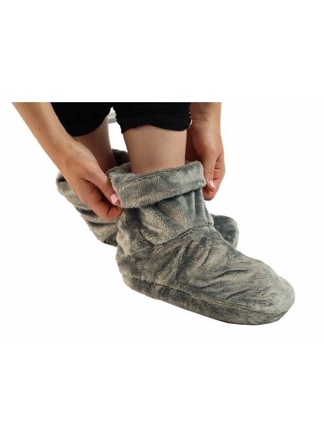 Mars Wellness Heated Microwavable Foot Booties - Microwavable Slippers - Herbal Hot/Cold Deep Penetrating Herbal Aromatherapy Wrap Warmer (Charcoal) - Image 3
