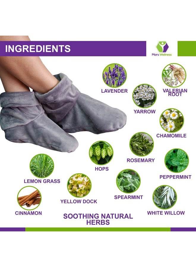 Mars Wellness Heated Microwavable Foot Booties - Microwavable Slippers - Herbal Hot/Cold Deep Penetrating Herbal Aromatherapy Wrap Warmer (Charcoal) - Image 4