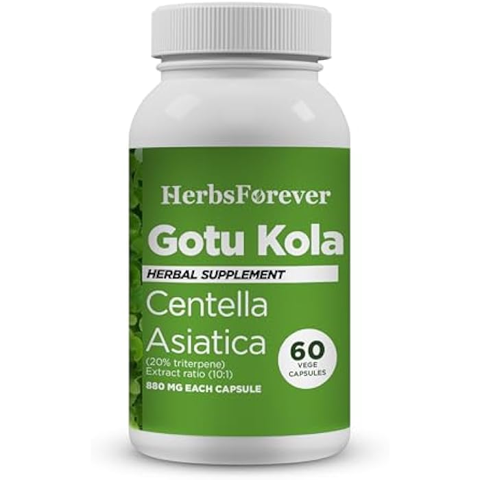 Herbsforever Gotu Kola (Centella Asiatica)-Extra Strength(10:1) Extract Equiv. to 4300 mg Leaves & Plant Powder Per Serving Support Cognitive,Memory Focus,Calm,Skin |60Veg Capsules|800mg|Adaptogen - Image 1