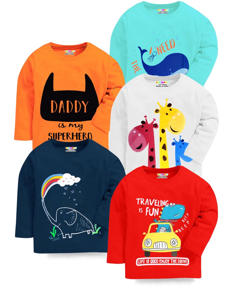 Kuchipoo Boy and Girl Regular Fit Cotton T-Shirts (KUC-TSHRT-347, 6-12 Months, Multi-Colored) - Image 1