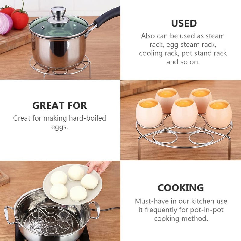 McMus McMus Egg Steamer Rack Stand Air Fryer Rack Stainless Steel Round Canning Rack Cooking Steaming Basket Multifunction Trivet Holders - Image 3