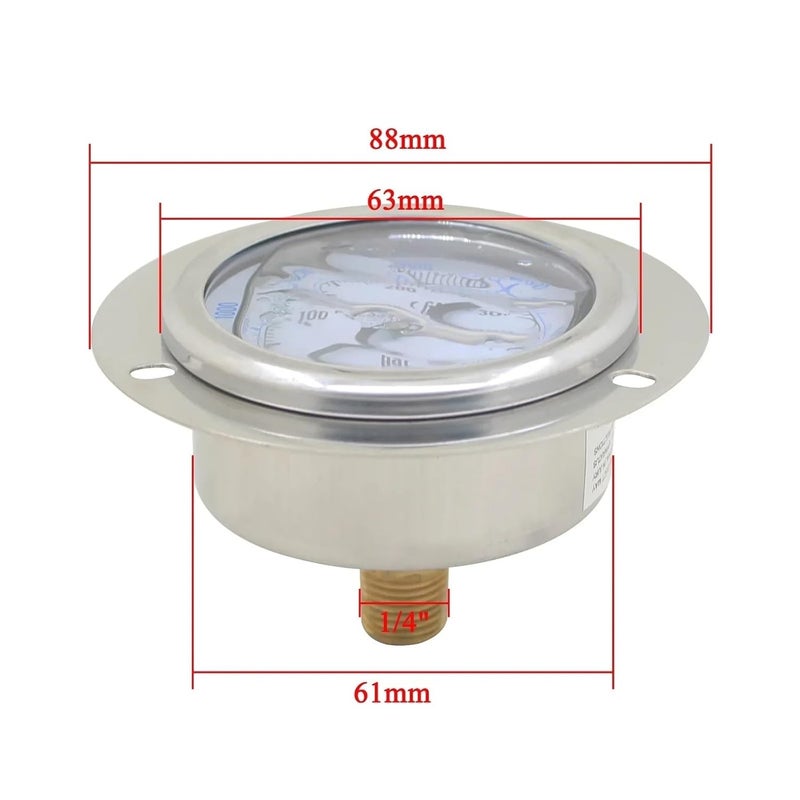 مقياس ضغط هيدروليكي رقمي محوري بحافة حزام، خيط M14*1.5، مقياس ضغط دقيق مع زيت 0.1 ميجا باسكال إلى 60 ميجا باسكال جوي فول (60 بار) - Image 5