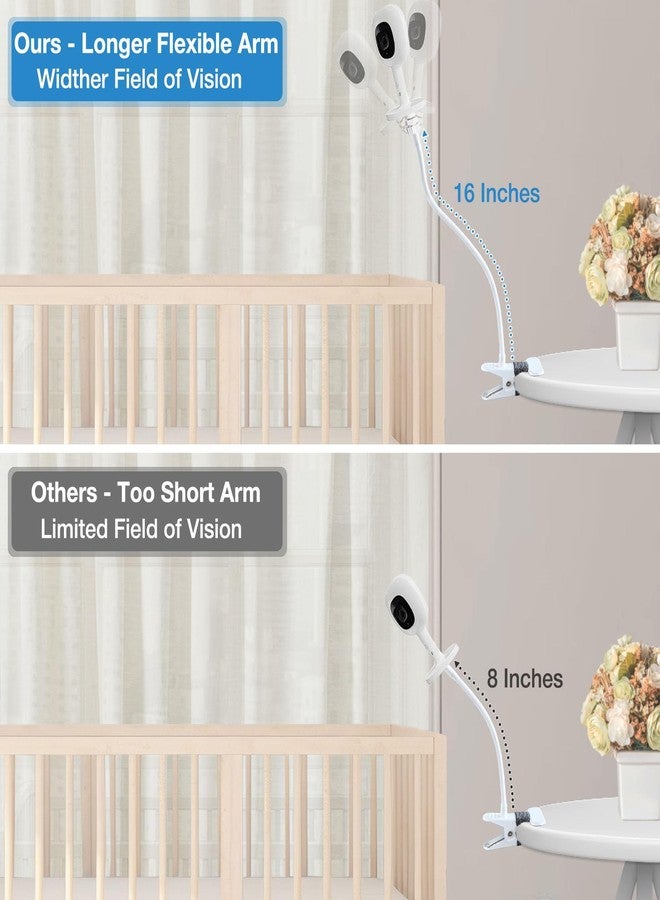 Derebir Baby Monitor Clip Mount Compatible with Nanit Pro & Flex Stand, Momcozy BM01/ BM03/ BM04, Babysense MaxView PRO-VBM55TX, 16 inches Flexible Crib Clamp Mount for Cameras with 1/4 Threaded Hole - Image 5