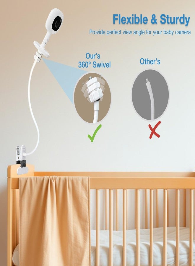 Derebir Baby Monitor Clip Mount Compatible with Nanit Pro & Flex Stand, Momcozy BM01/ BM03/ BM04, Babysense MaxView PRO-VBM55TX, 16 inches Flexible Crib Clamp Mount for Cameras with 1/4 Threaded Hole - Image 3