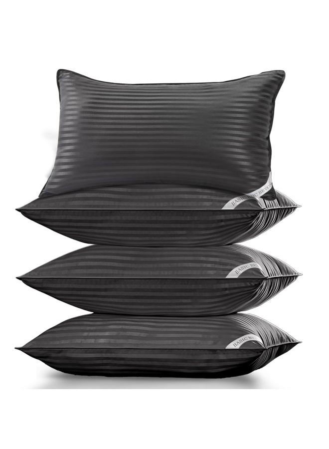 Basic Beyond King Size Pillows Set of 4 - Soft 20 x 36 Inches 4 Pack King Down Alternative Pillows for Back, Stomach or Side Sleepers, Black - Image 1