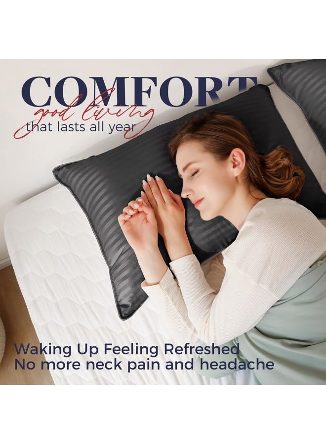 Basic Beyond King Size Pillows Set of 4 - Soft 20 x 36 Inches 4 Pack King Down Alternative Pillows for Back, Stomach or Side Sleepers, Black - Image 3