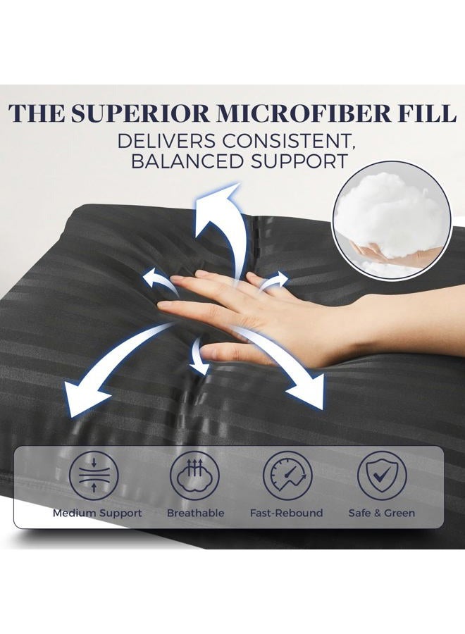 Basic Beyond King Size Pillows Set of 4 - Soft 20 x 36 Inches 4 Pack King Down Alternative Pillows for Back, Stomach or Side Sleepers, Black - Image 5