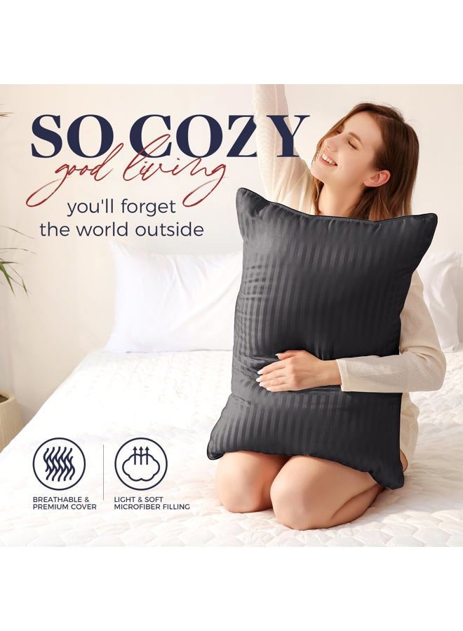 Basic Beyond King Size Pillows Set of 4 - Soft 20 x 36 Inches 4 Pack King Down Alternative Pillows for Back, Stomach or Side Sleepers, Black - Image 2