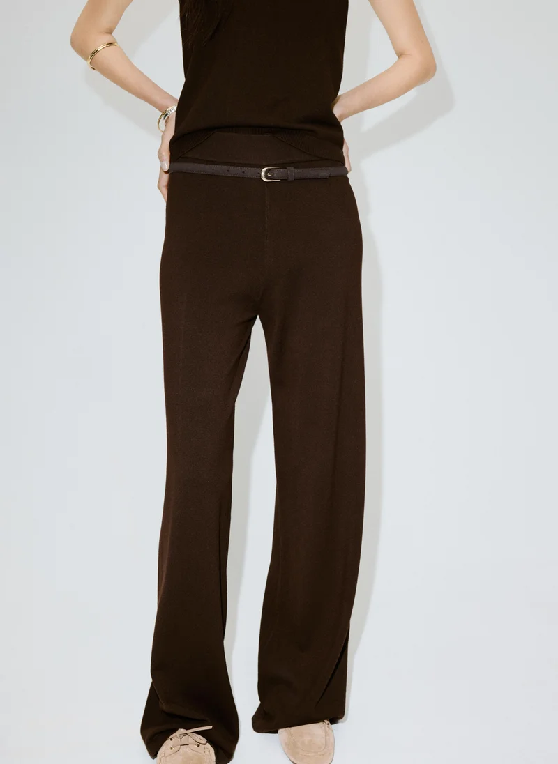 مانجو Fine-Knit Wide Leg Trousers